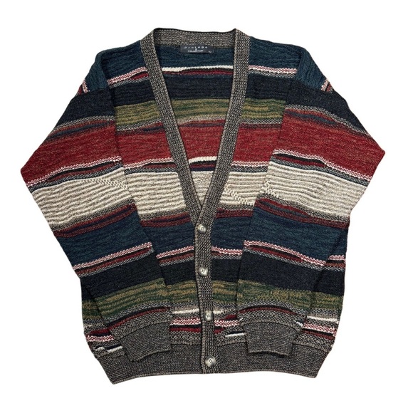 Protege Collection Sweaters - Protege Collection Striped Hiking Knit Cardigan Large